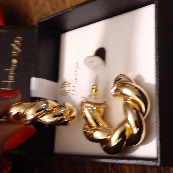 HOUSE OF HARLOW 1960 CHUNKY EARRINGS HOOPS - Picture 3 of 5